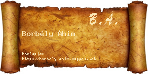 Borbély Áhim névjegykártya